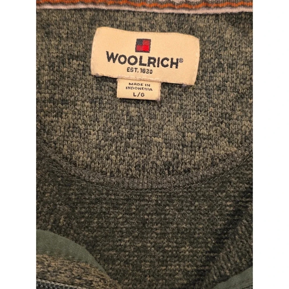 Woolrich Sweater Fleece Quarter Zip Pullover Mens Large Green Heather